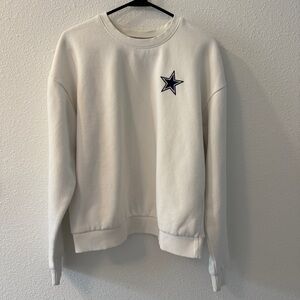 Antigua Dallas Cowboys Women’s Medium Cream Crewneck Sweatshirt NFL Minimalist